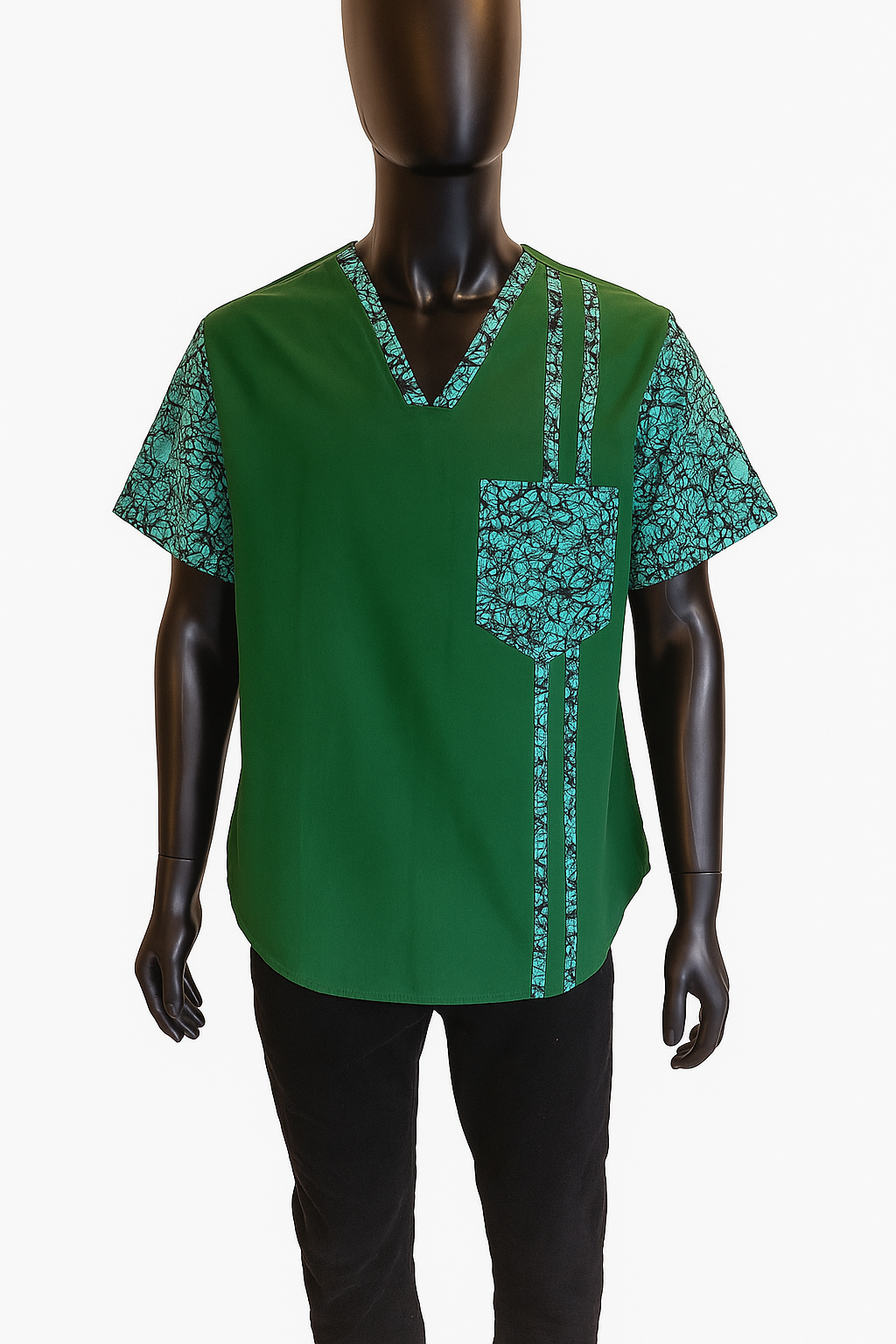 Men’s Green African Print Shirt