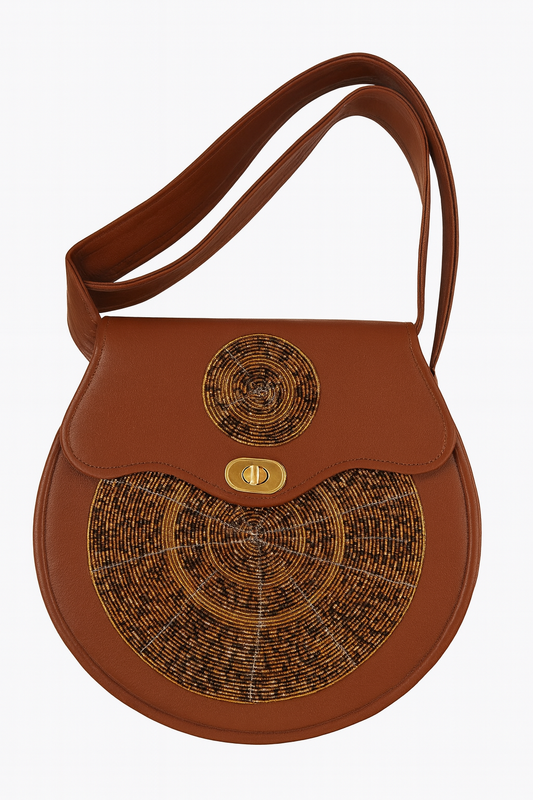 Round handcrafted-beaded bag