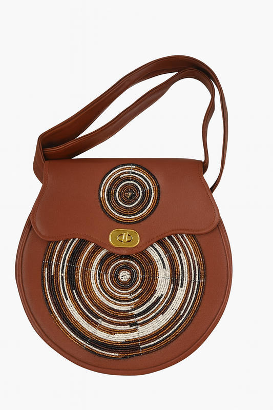 Round handcrafted- beaded bag