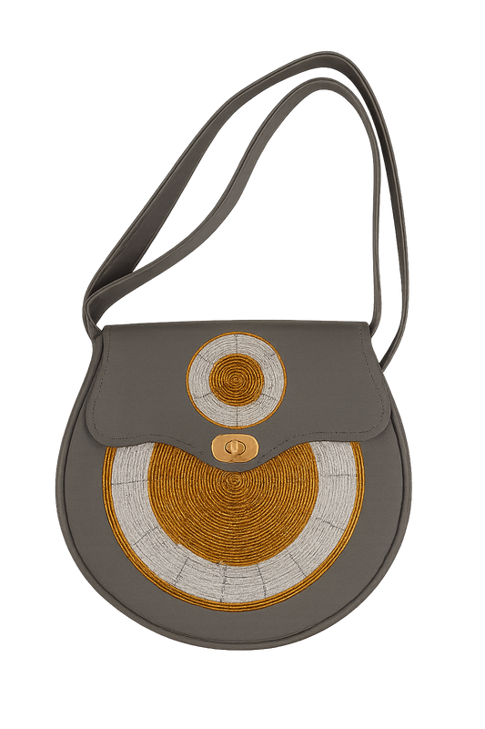 Round handcrafted- beaded bag